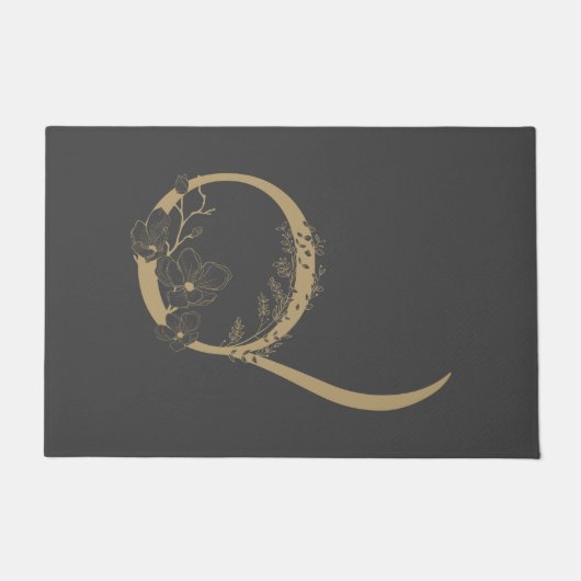 Elegant Q Boho Floral Monogram Initiaal Goud Goud Deurmat (Voorkant)