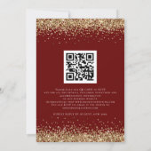 Elegant QR Burgundy Gold Glitter Weddenschap Kaart (Achterkant)