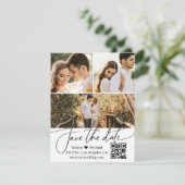 elegant qr code 3 foto's collage sparen de datum kaart (Staand voorkant)