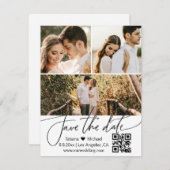 elegant qr code 3 foto's collage sparen de datum kaart (Voorkant / Achterkant)