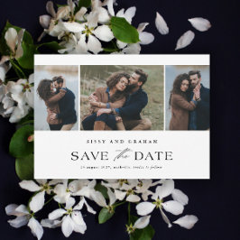 Elegant QR Code 3 Photo Wedding Save The Date