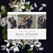 Elegant QR Code 3 Photo Wedding Save The Date