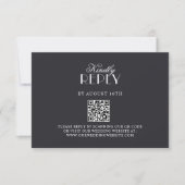 Elegant QR Code Black & White Wedding RSV Card RSVP Kaartje (Voorkant)