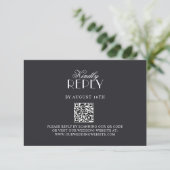 Elegant QR Code Black & White Wedding RSV Card RSVP Kaartje (Staand voorkant)