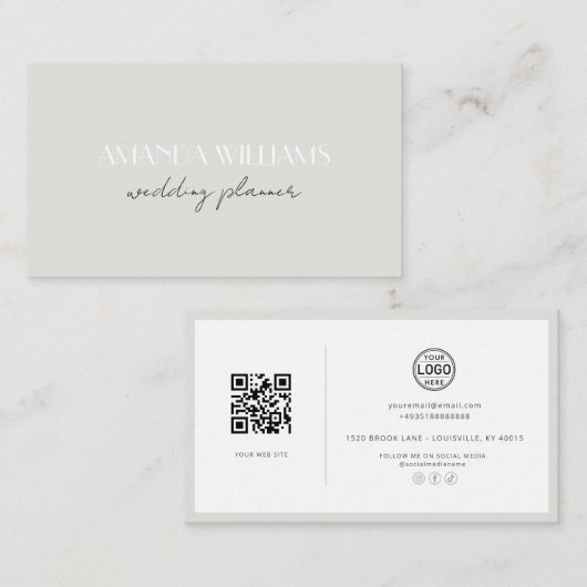 Elegant QR Code Card Social Media Business Card Visitekaartje (Voorkant / Achterkant)