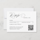 Elegant QR Code Classic Script RSVP Wedding Kaartje (Voorkant)