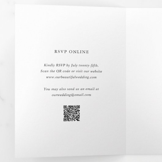 Elegant QR Code Classic Wedding Drieluik Uitnodiging (Binnenzijde eerst)