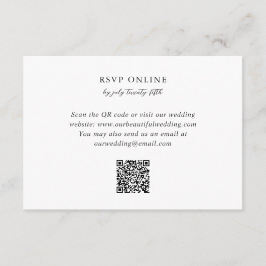 Elegant QR Code Classic Wedding RSVP Kaartje (Voorkant)