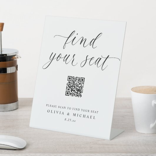 Elegant QR Code Digital Seating Chart Wedding Reclamebord Met Voetstuk (Insitu)