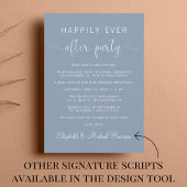 Elegant QR Code Dusty Blue Wedding Reception Kaart