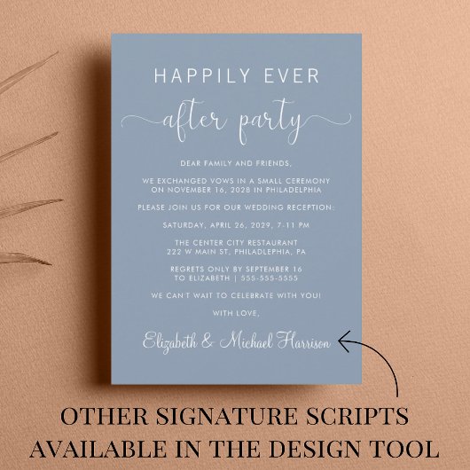 Elegant QR Code Dusty Blue Wedding Reception Kaart