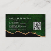 Elegant QR Code Emerald Green Marble Agate Geode Visitekaartje (Achterkant)