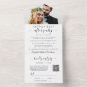 Elegant QR Code Foto bruiloft Receptie All In One Uitnodiging (Binnen)