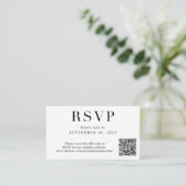 Elegant QR Code Foto bruiloft RSVP Informatiekaartje (Staand voorkant)