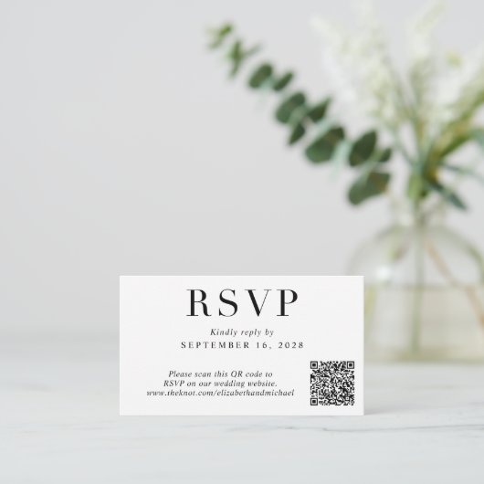 Elegant QR Code Foto bruiloft RSVP Informatiekaartje (Staand voorkant)