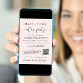 Elegant QR Code Foto Roze bruiloft Ontvangen Kaart