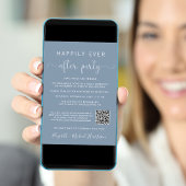 Elegant QR-code Foto Stusty Blue Wedding Reception Kaart