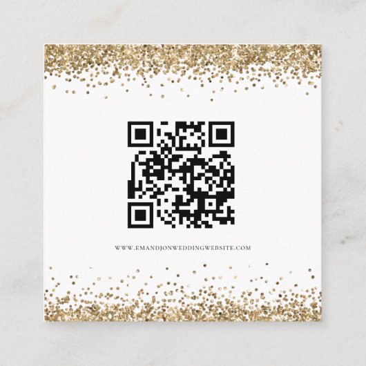 Elegant QR Code Gold Glitter Weddenschap RSVP Informatiekaartje (Achterkant)