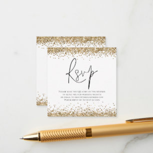 Elegant QR Code Gold Glitter Weddenschap RSVP Informatiekaartje