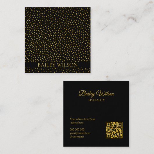 Elegant QR code gouden stippen patroon modern Vierkante Visitekaartje (Voorkant / Achterkant)