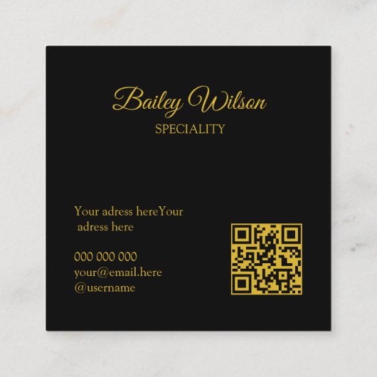 Elegant QR code gouden stippen patroon modern Vierkante Visitekaartje (Achterkant)