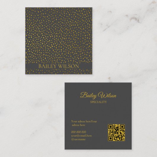 Elegant QR code gouden stippen patroon modern Vierkante Visitekaartje (Voorkant / Achterkant)