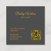 Elegant QR code gouden stippen patroon modern Vierkante Visitekaartje (Achterkant)