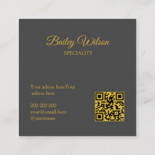 Elegant QR code gouden stippen patroon modern Vierkante Visitekaartje (Achterkant)