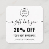 Elegant QR-code Loyalty Business Logo Black White Kortingskaartje (Voorkant)