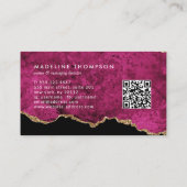 Elegant QR Code Magenta Pink  Marble Agate Geode Visitekaartje (Achterkant)