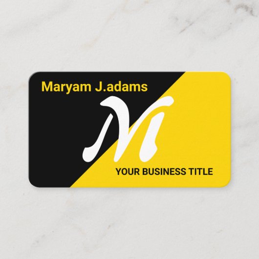 Elegant (QR-code) Modern Monogram Zwart Goud Visitekaartje (Voorkant)