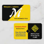 Elegant (QR-code) Modern Monogram Zwart Goud Visitekaartje (Voorkant / Achterkant)