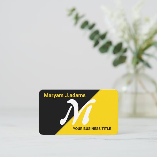 Elegant (QR-code) Modern Monogram Zwart Goud Visitekaartje (Staand voorkant)