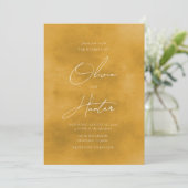 Elegant QR Code Mustard Yellow Weddenschap Kaart (Staand voorkant)