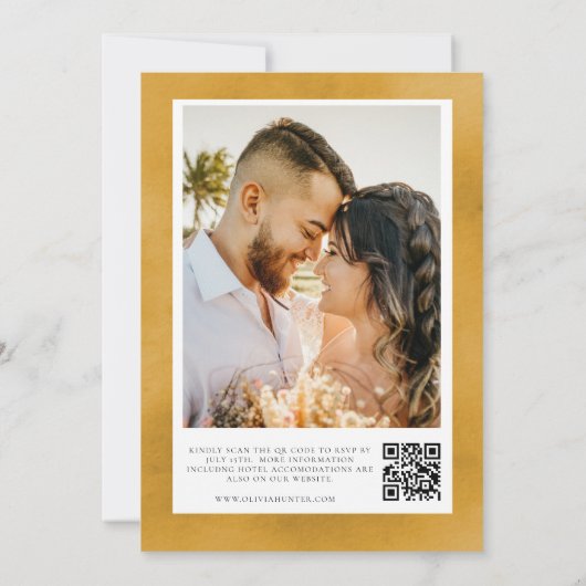 Elegant QR Code Mustard Yellow Weddenschap Kaart (Achterkant)