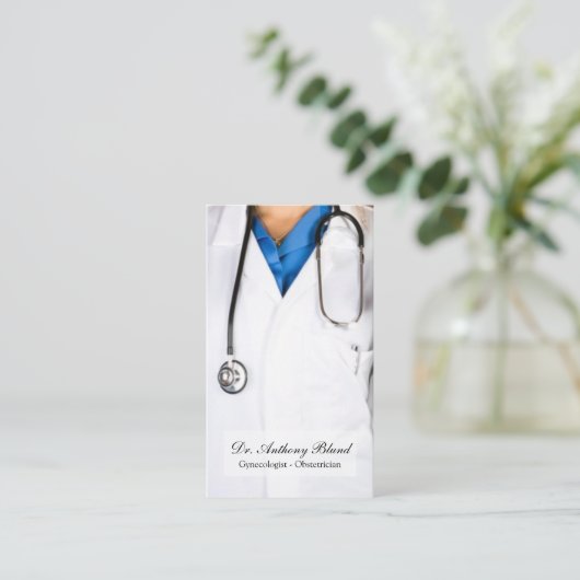 Elegant QR-code OBGYN Obstetricist Gynaecoloog Bu Visitekaartje (Staand voorkant)