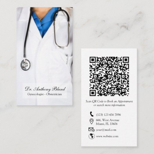 Elegant QR-code OBGYN Obstetricist Gynaecoloog Bu Visitekaartje (Voorkant / Achterkant)