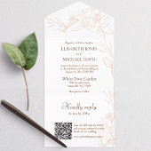 Elegant QR Code Peach Weddenschap All In One Uitnodiging
