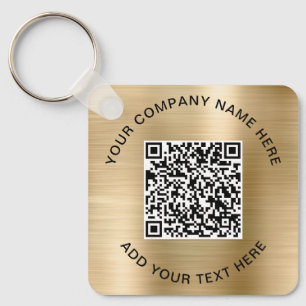 Elegant QR Code Promotion Gold Sleutelhanger