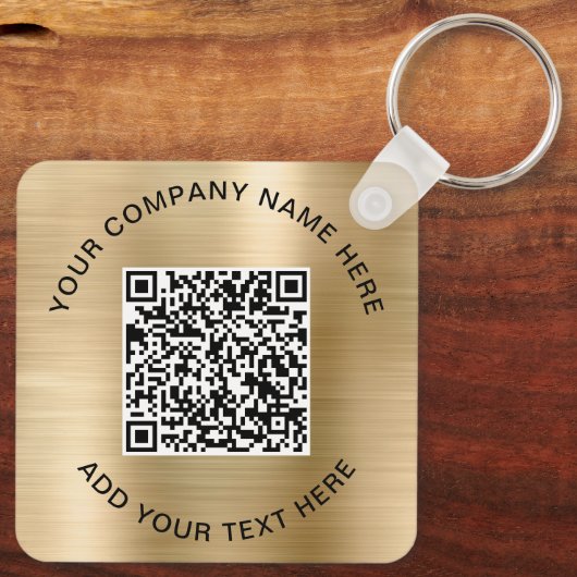 Elegant QR Code Promotion Gold Sleutelhanger (Achterkant)
