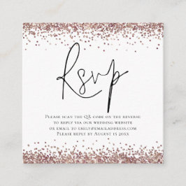 Elegant QR Code Roos Gold Glitter Wedding RSVP Informatiekaartje