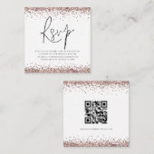 Elegant QR Code Roos Gold Glitter Wedding RSVP Informatiekaartje (Voorkant / Achterkant)