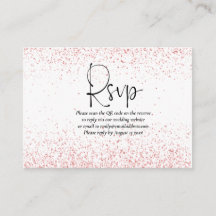 Elegant QR Code Roos Gold Glitter Wedding RSVP
