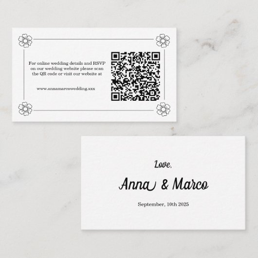 Elegant QR Code RSVP Card Visitekaartje (Voorkant / Achterkant)