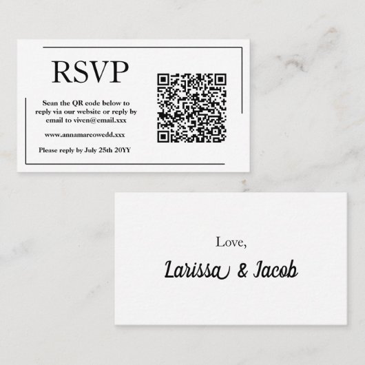 Elegant QR Code RSVP Card Visitekaartje (Voorkant / Achterkant)