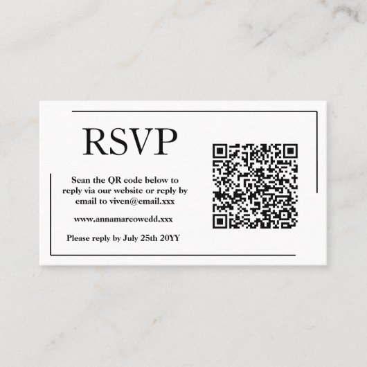 Elegant QR Code RSVP Card Visitekaartje (Voorkant)