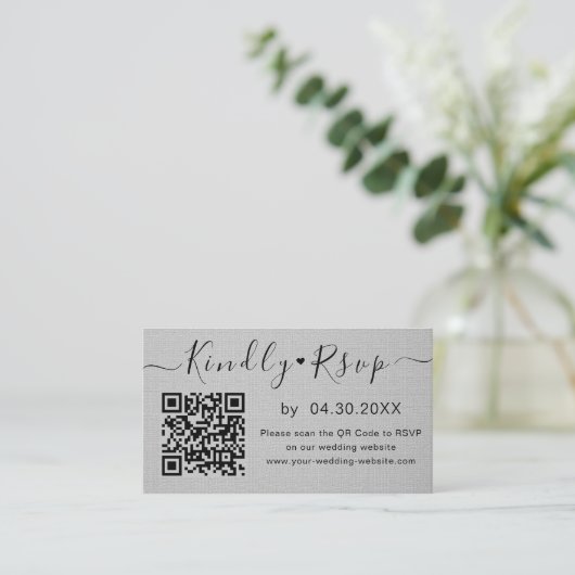 Elegant QR-code RSVP Chic Minimal Wedding Website Informatiekaartje (Staand voorkant)