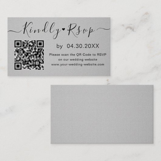 Elegant QR-code RSVP Chic Minimal Wedding Website Informatiekaartje (Voorkant / Achterkant)