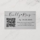 Elegant QR-code RSVP Chic Minimal Wedding Website Informatiekaartje (Voorkant)