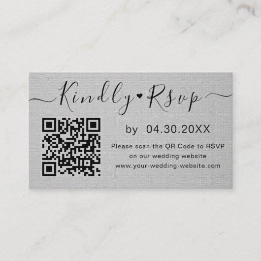 Elegant QR-code RSVP Chic Minimal Wedding Website Informatiekaartje (Voorkant)